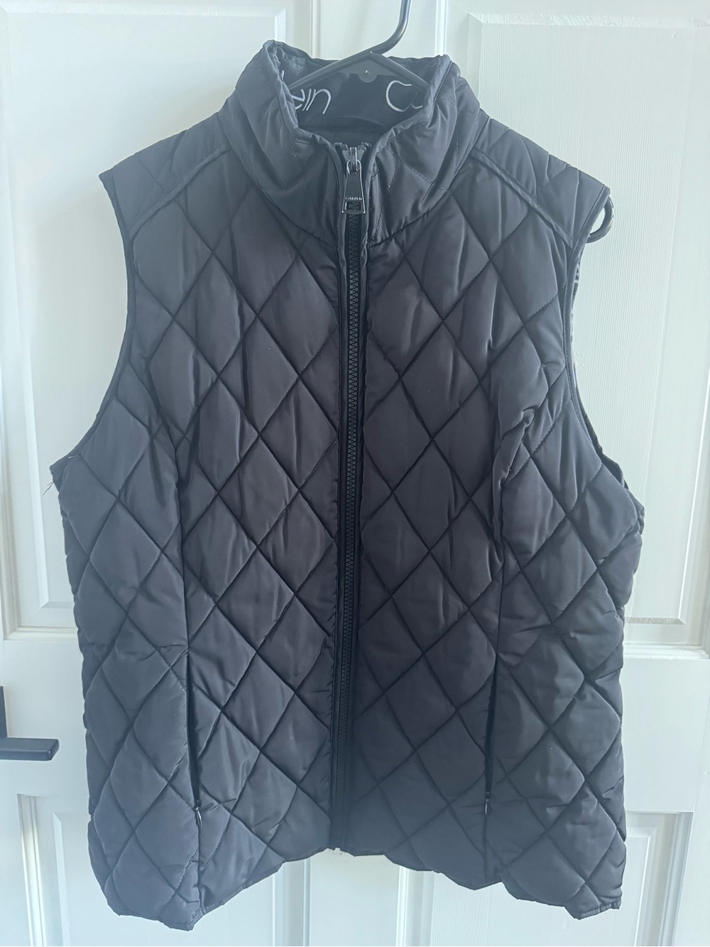 Calvin Klein Black Diamond Quilted Puffer Vest Stand Collar Size XL